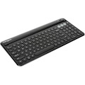 Multi-Device Bluetooth Antimicrobial Keyboard with Tablet/Phone Cradle