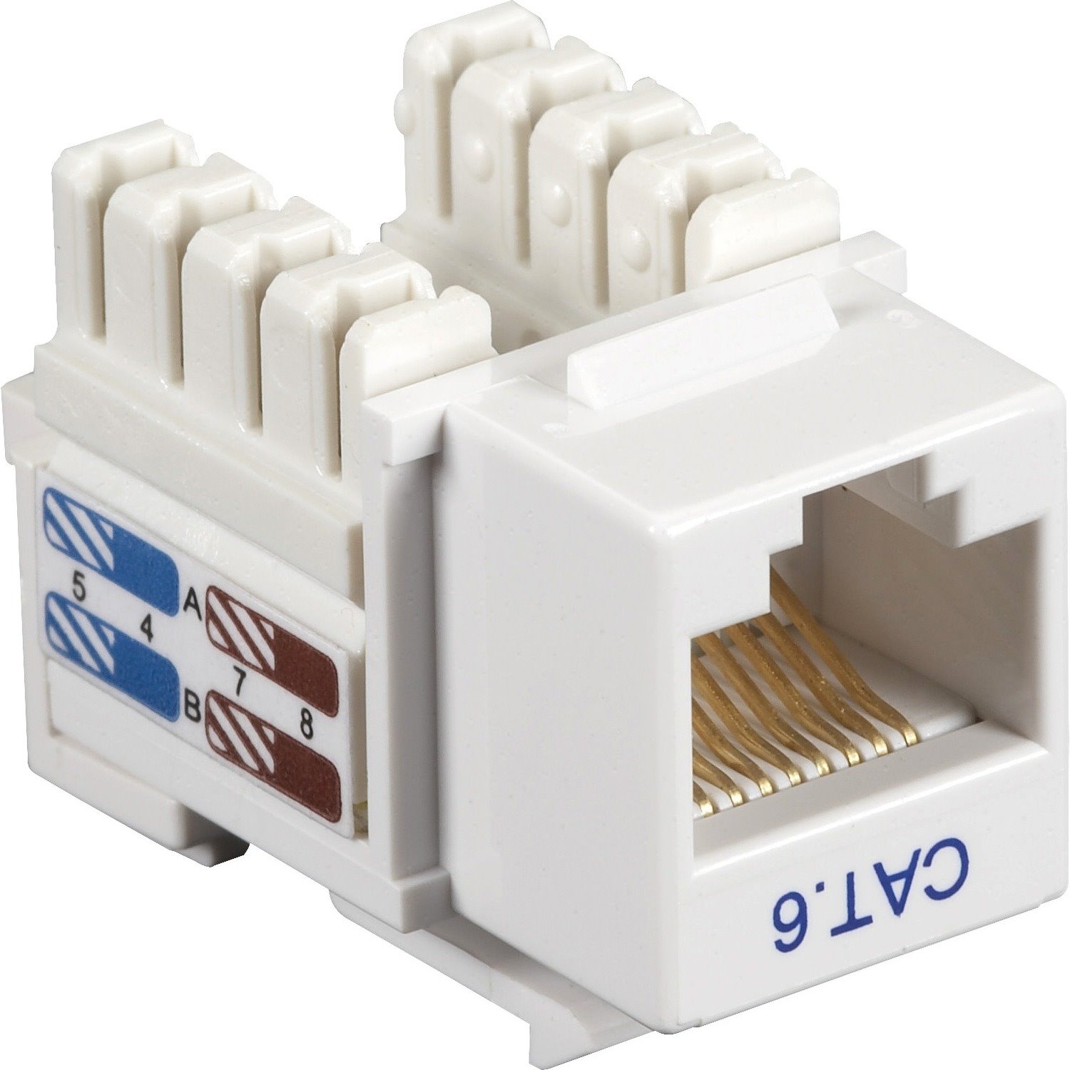 Black Box CAT6 Keystone Jack - Unshielded, RJ45, White, 25-Pack