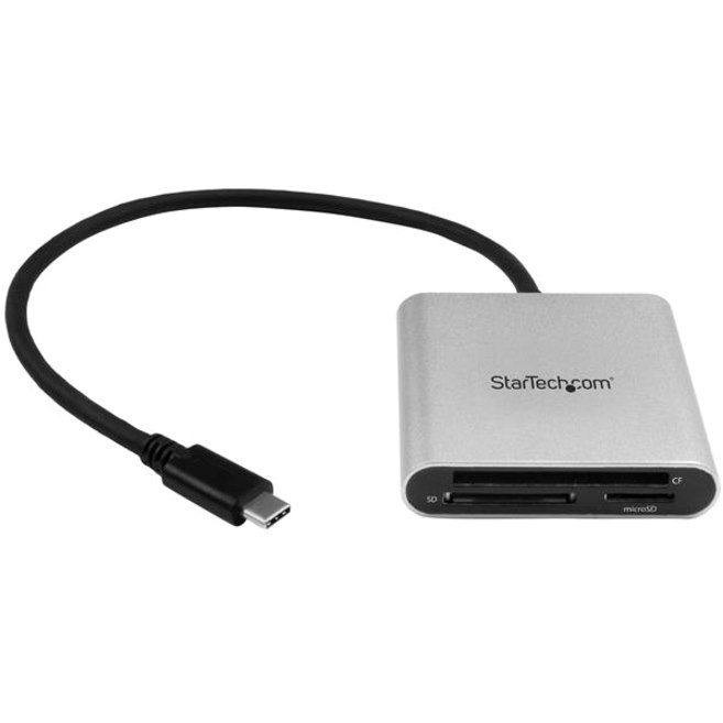 StarTech.com USB 3.0 Flash Memory Multi-Card Reader / Writer with USB-C - SD microSD and CompactFlash Card Reader w/ Integrated USB-C Cable