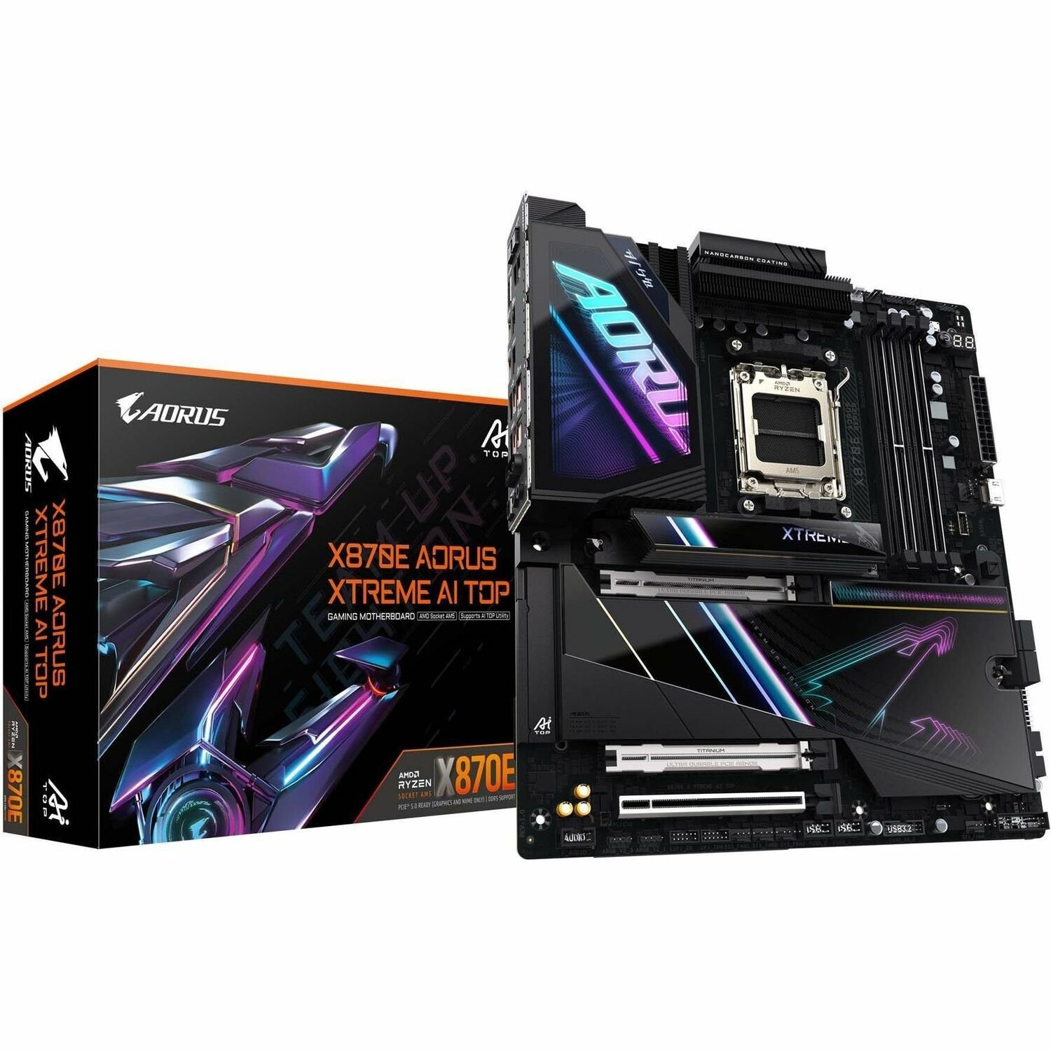 Aorus Ultra Durable X870E AORUS XTREME AI TOP Gaming Desktop Motherboard - AMD X870E Chipset - Socket AM5 - Extended ATX