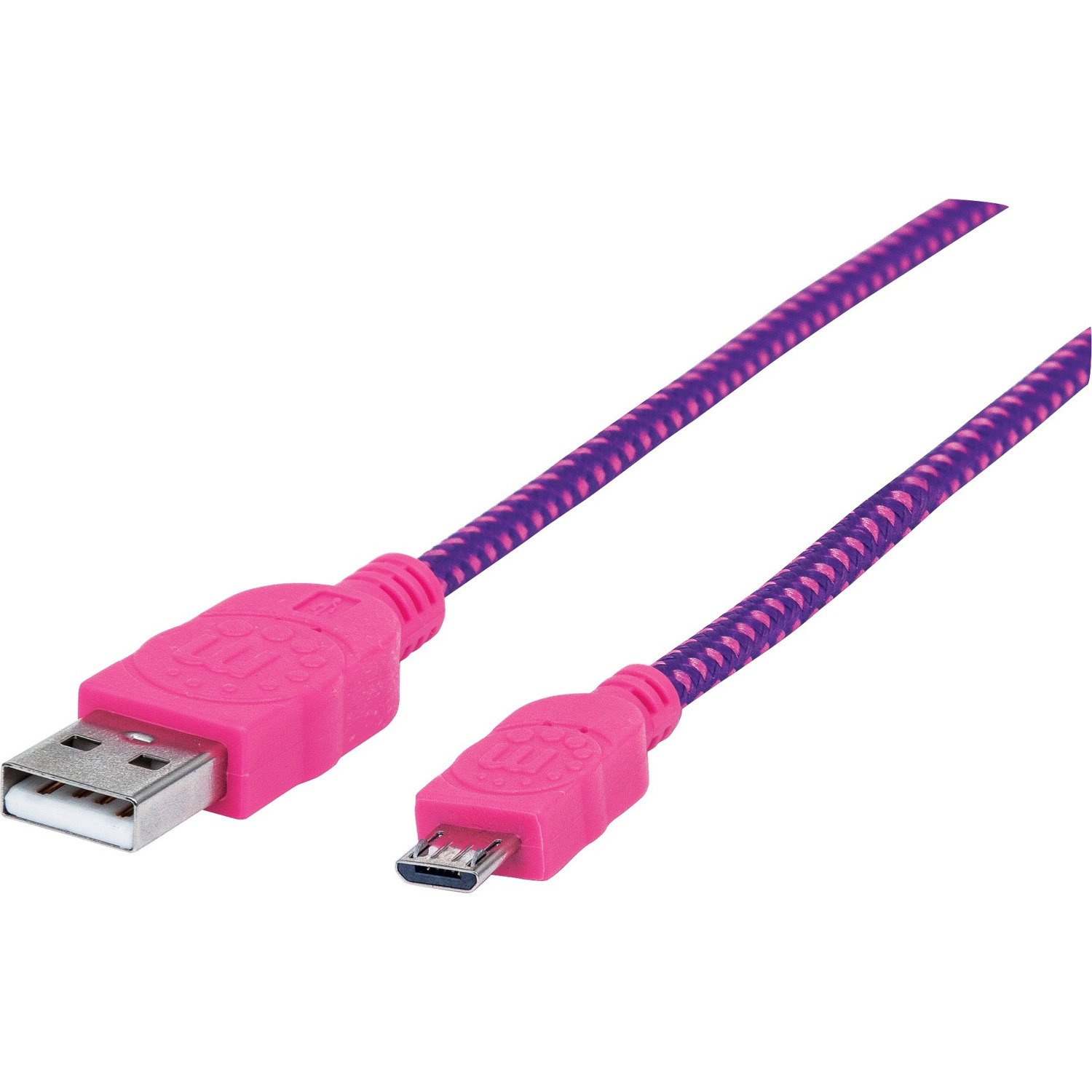 Manhattan Braided USB 2.0 A Male / Micro-B Male, 6 ft., Purple/Pink - Retail Package