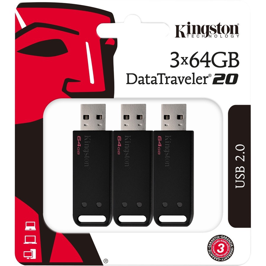 Kingston 64GB DataTraveler 20 DT20 USB 2.0 Type A Flash Drive