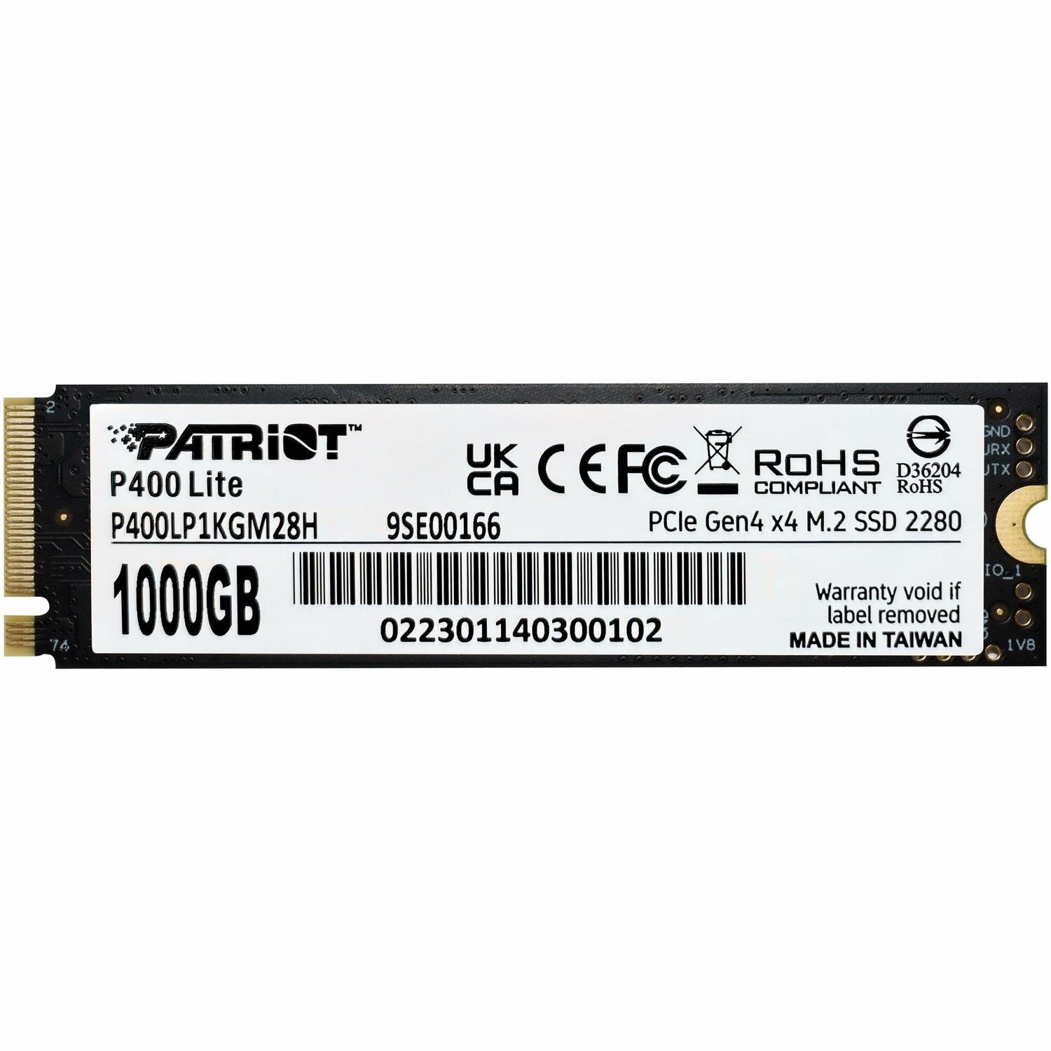 Patriot Memory P400 Lite 1000 GB Solid State Drive - M.2 2280 Internal - PCI Express NVMe (PCI Express NVMe 4.0 x4)