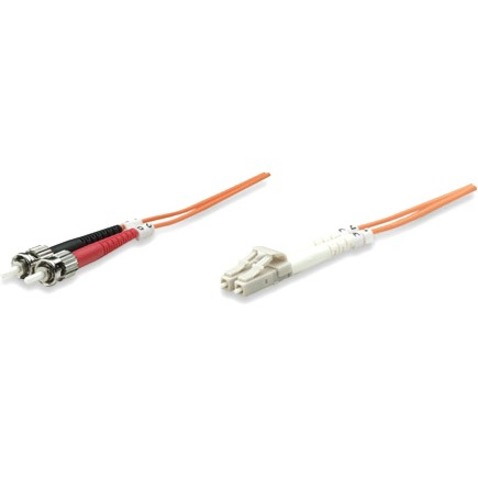 Intellinet Network Solutions Fiber Optic Patch Cable, LC/ST, OM1, 62.5/125, Multimode, Duplex, Orange, 7 ft (2 m)