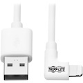 Eaton Tripp Lite Series USB-A to Right-Angle Lightning Sync/Charge Cable, MFi Certified - White, M/M, USB 2.0, 6 ft. (1.83 m)