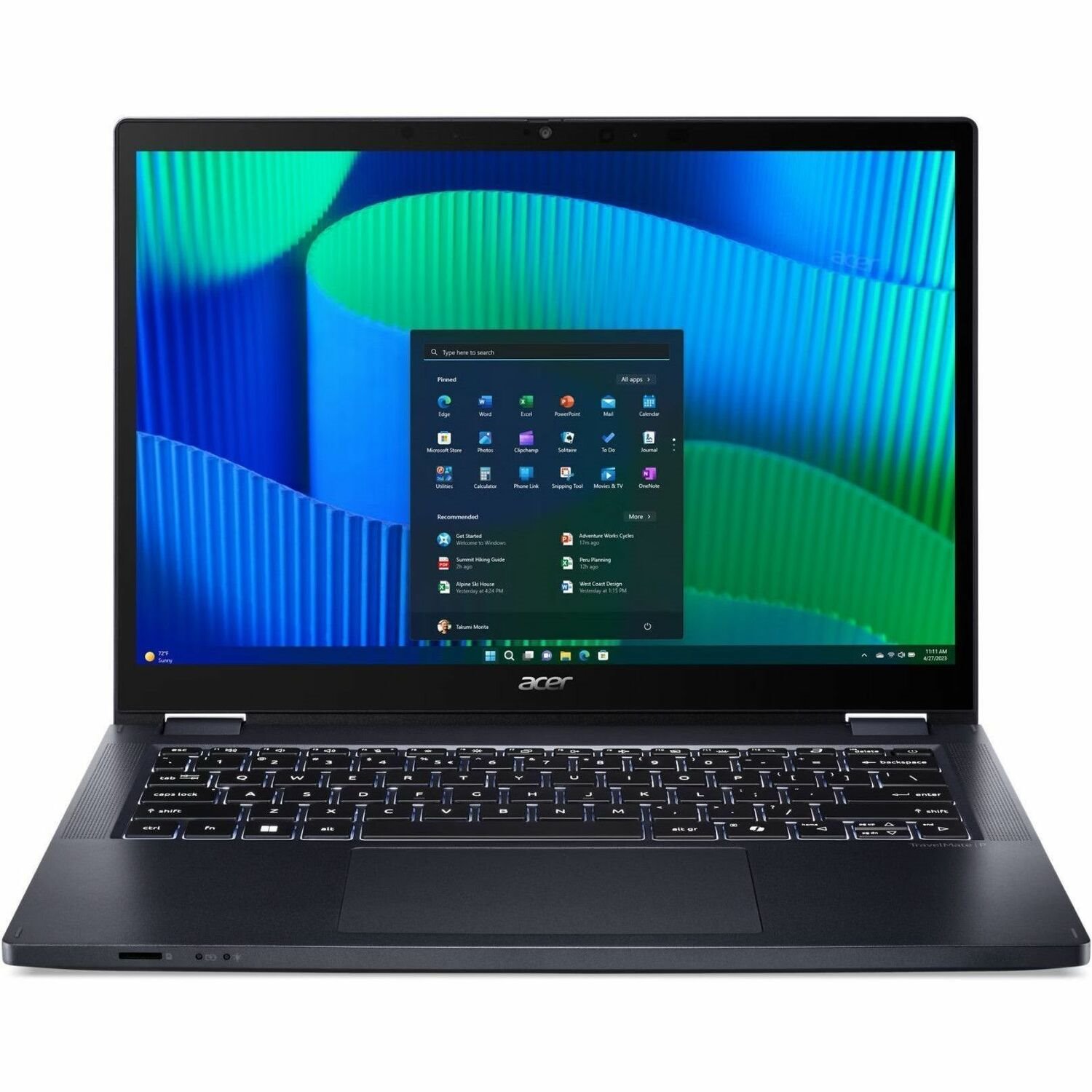 Acer TravelMate P4 Spin 14 P414RN-54 TMP414RN-54-72F5 14" Touchscreen Convertible 2 in 1 Notebook - WUXGA - 60 Hz - Intel Core Ultra 7 155U - 16 GB - 1 TB SSD - English Keyboard - Blue