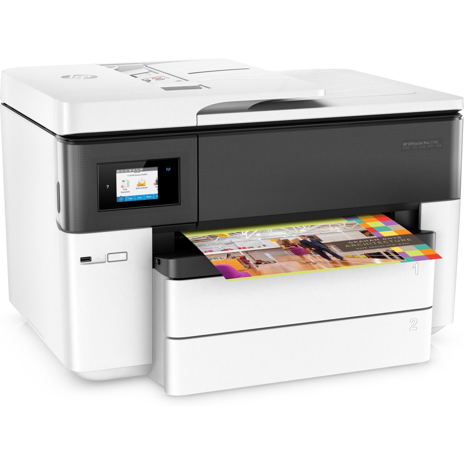 HP Officejet Pro 7740 Wireless Inkjet Multifunction Printer - Colour