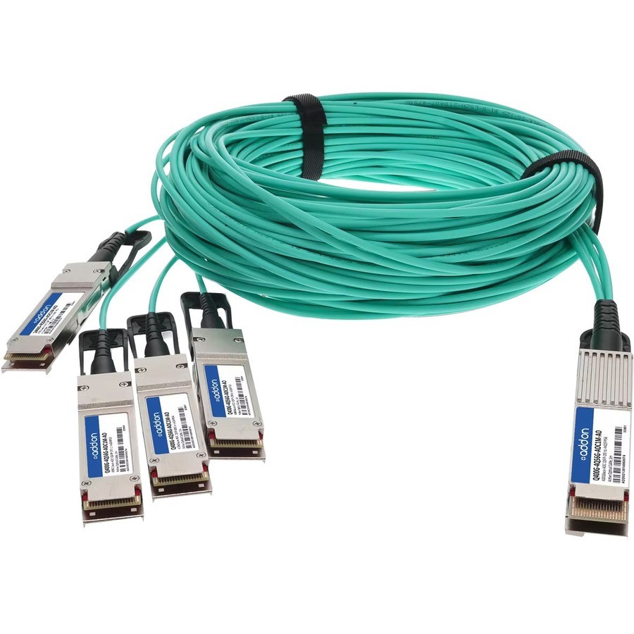 AddOn MSA and TAA Compliant 400GBase-AOC QSFP-DD to 4xQSFP56 PAM-4 Active Optical Cable (850nm, MMF, 3m) CMIS 3.0