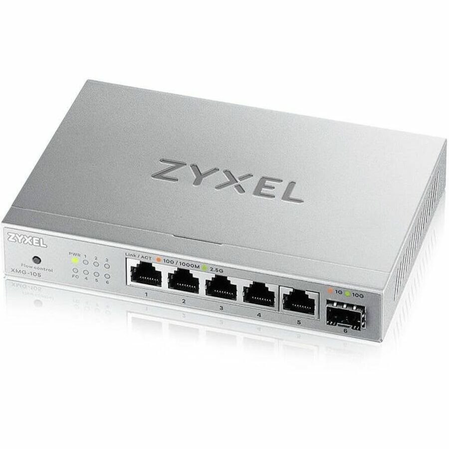 Zyxel 8-Port 2.5Gb MultiGig Ethernet Unmanaged Switch | 5 x 100/1G/2.5G Ports + 1 x 10G SFP+ | Plug & Play | Metal Housing | Desktop or Wall-Mount | Ethernet Splitter | Lifetime Warranty | XMG-105