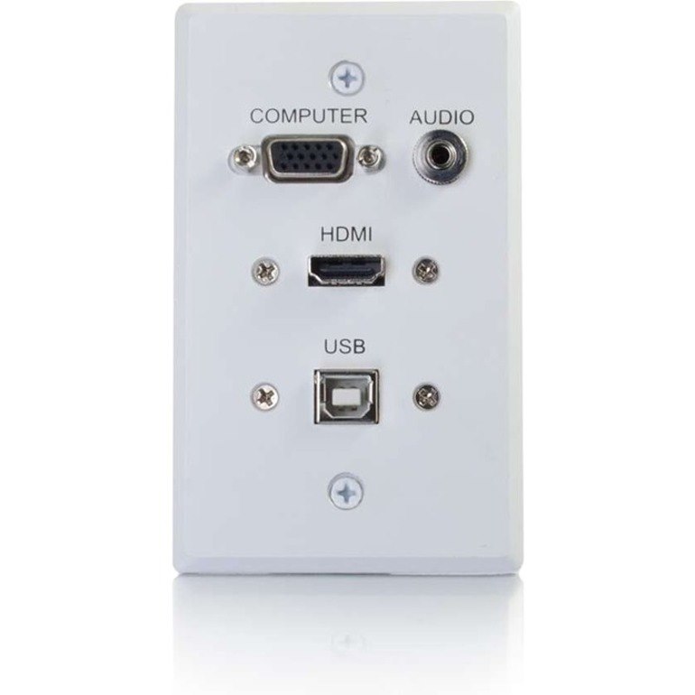 C2G HDMI, VGA, 3.5mm Audio and USB Pass Through Single Gang Wall Plate - White