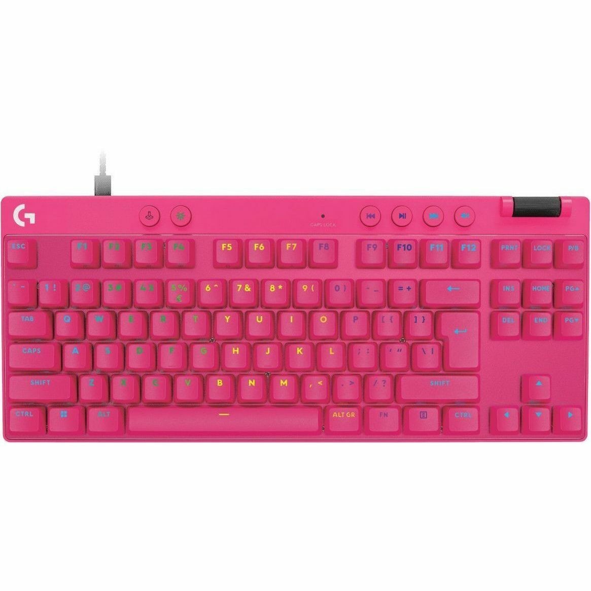 Logitech G PRO X TKL RAPID Gaming-toetsenbord - Tenkeyless - Kabel Verbinding - USB Interface - RGB LED - Engels (US) - QWERTY indeling - Roze