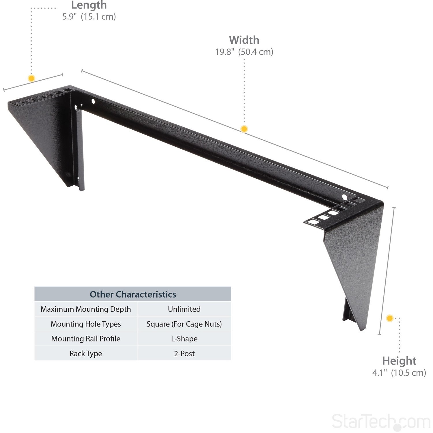 StarTech.com 2U 19in Steel Vertical Wall Mount Equipment Rack Bracket