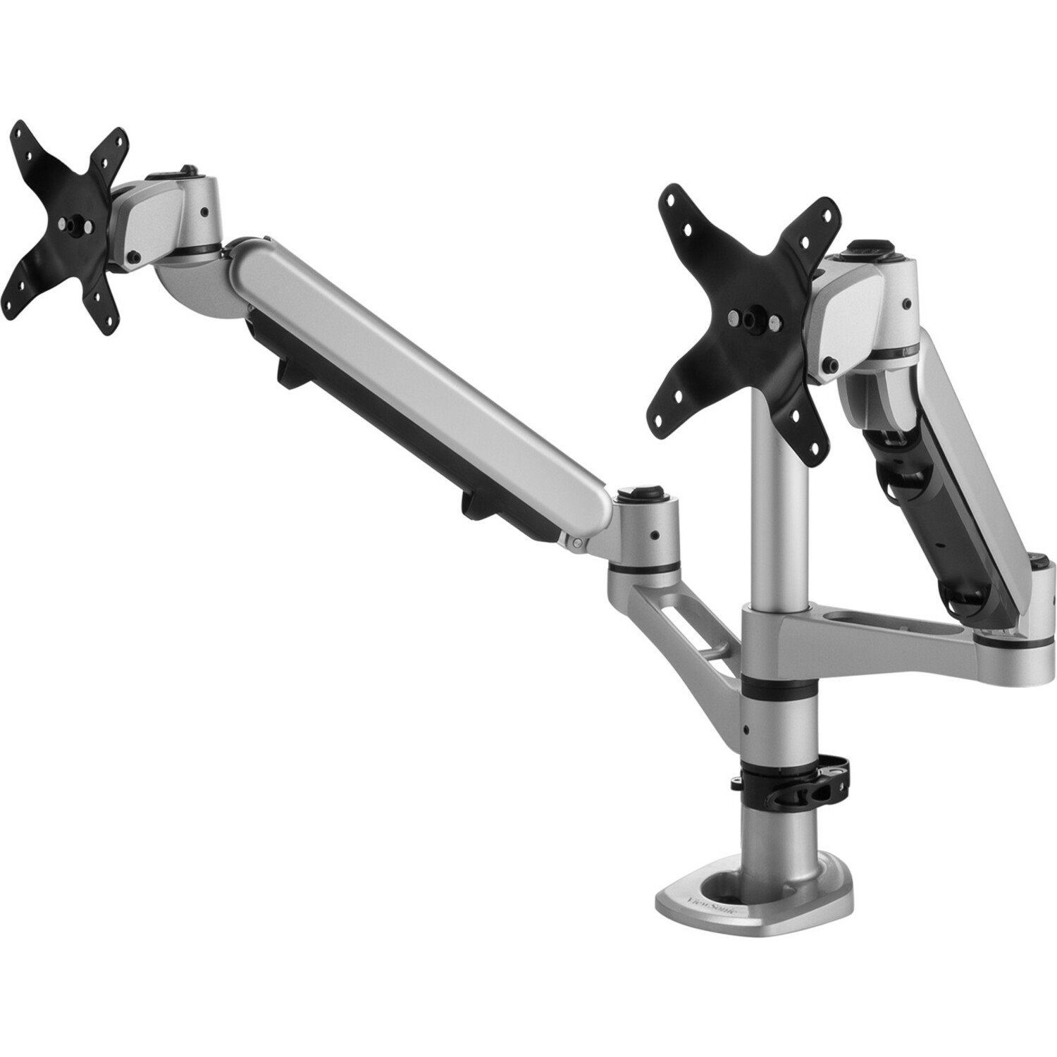 ViewSonic LCD-DMA-002 Spring-Loaded Monitor Desk Mounting Arm for 2 Monitors up to 27 Inches Each, VESA Compatible, Full Ergonomic Adjustability, 2-in-1 Mounting Base, and Built-In Cable Management