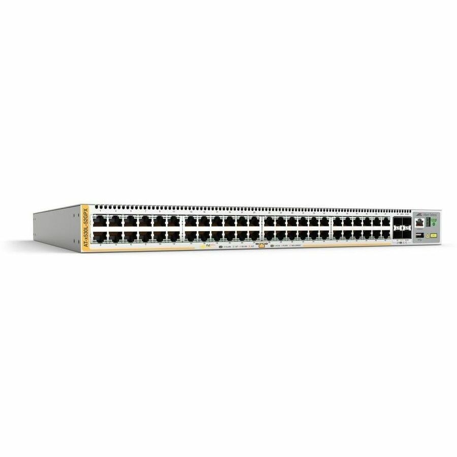 Allied Telesis | AT-x530L-52GPX-40 | 48 Port 10/100/1000T PoE+ stackable switch with 4 SFP+ ports and 2 fixed power supplies