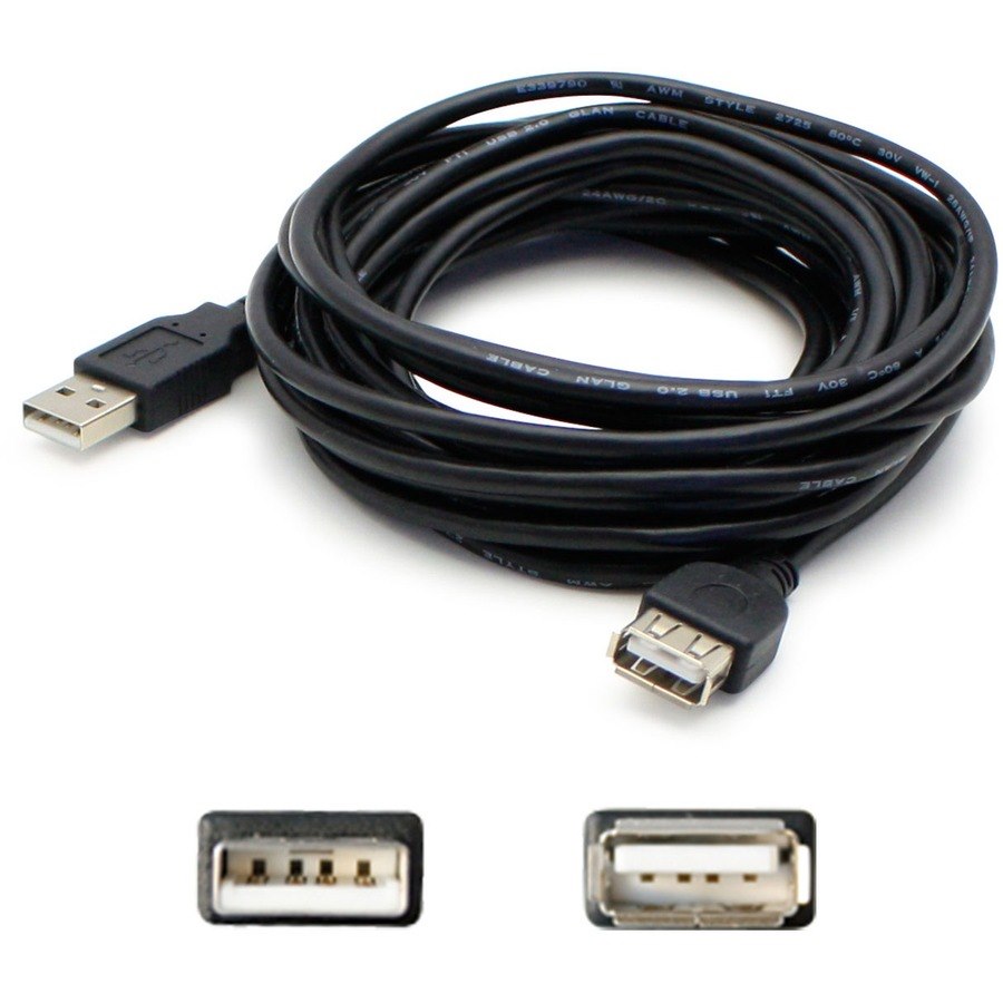 AddOn 10ft USB 2.0 (A) Male to Female Black Cable