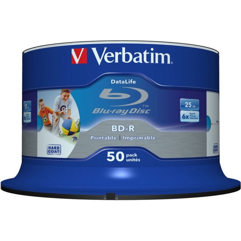 Verbatim DataLife Blu-ray Recordable Media - BD-R - 6x - 25 GB - 50 Pack Spindle