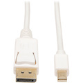Eaton Tripp Lite Series Mini DisplayPort to DisplayPort Adapter Cable, 4K 60Hz (M/M), DP Latching Connector, White, 3 ft. (0.9 m)