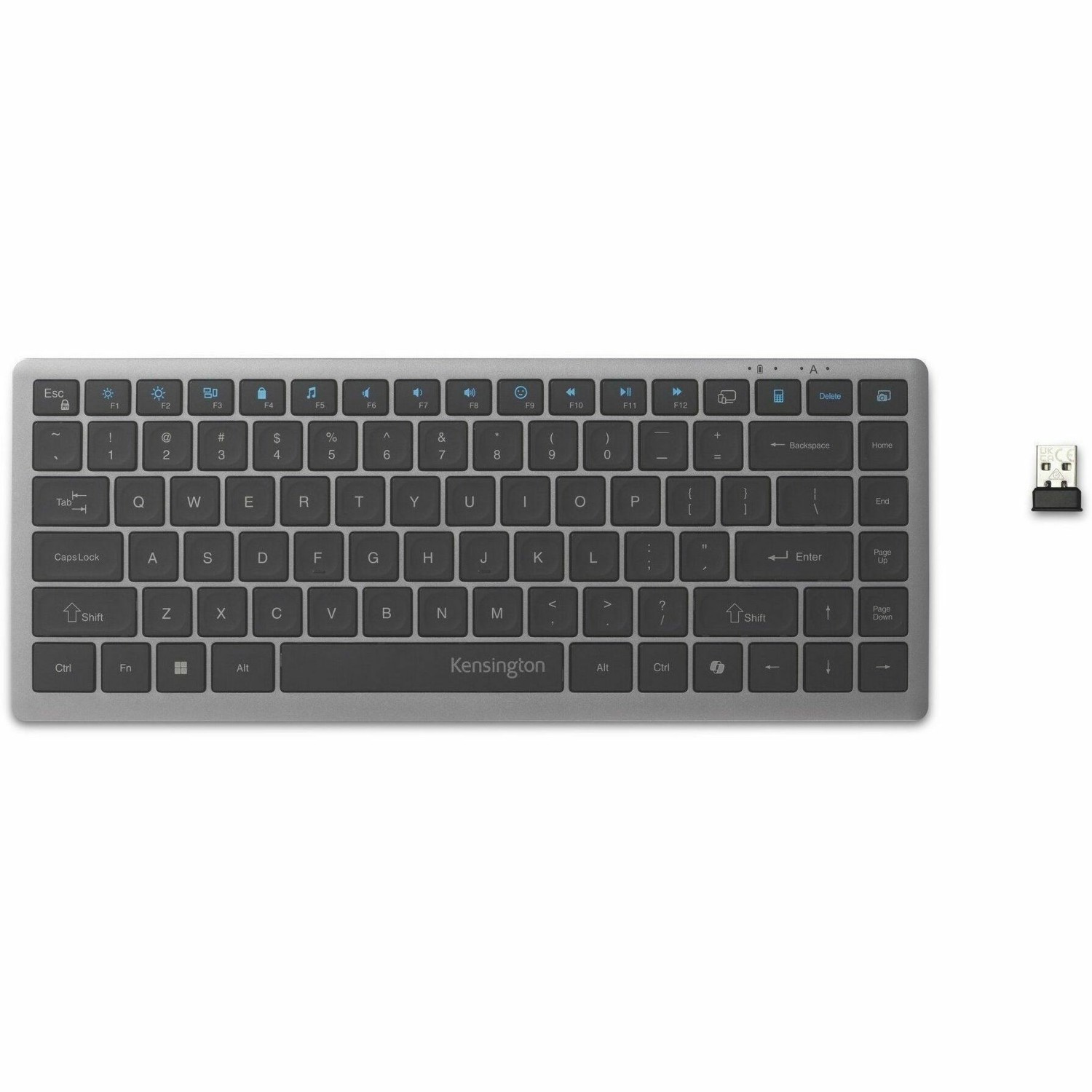 Kensington KB435 Keyboard - Compact - Wireless Connectivity - USB Type A Interface - Space Gray