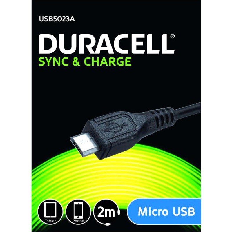 Duracell 2 m Micro-USB/USB Data Transfer Cable - 1