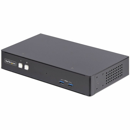 StarTech.com 2-Port Dual-Monitor DisplayPort KVM Switch, RS232 Serial Control, 4K 60Hz, 2x USB 5Gbps Hub Ports, TAA Compliant