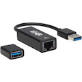 Eaton Tripp Lite Series USB-C, USB-A to RJ45 Gigabit Ethernet Network Adapter (2xM/F), USB 3.2 Gen 1, Black