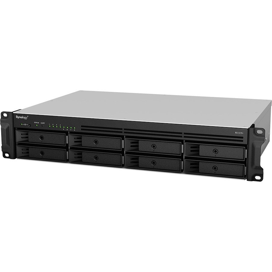 Synology RackStation RS1219+ 8 x Total Bays SAN/NAS Storage System Atom C2538 Quad-core (4 Core) 2.40 GHz - 2 GB RAM - DDR3 SDRAM - 2U Rack-mountable