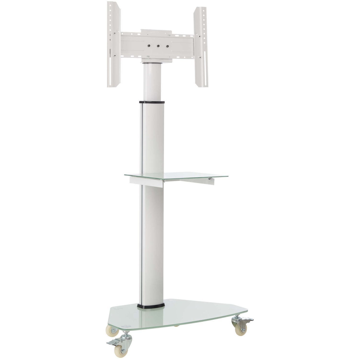 Eaton Tripp Lite Series Premier Rolling TV Cart for 37" to 70" Displays, Frosted Glass Base and Shelf, Locking Casters, White