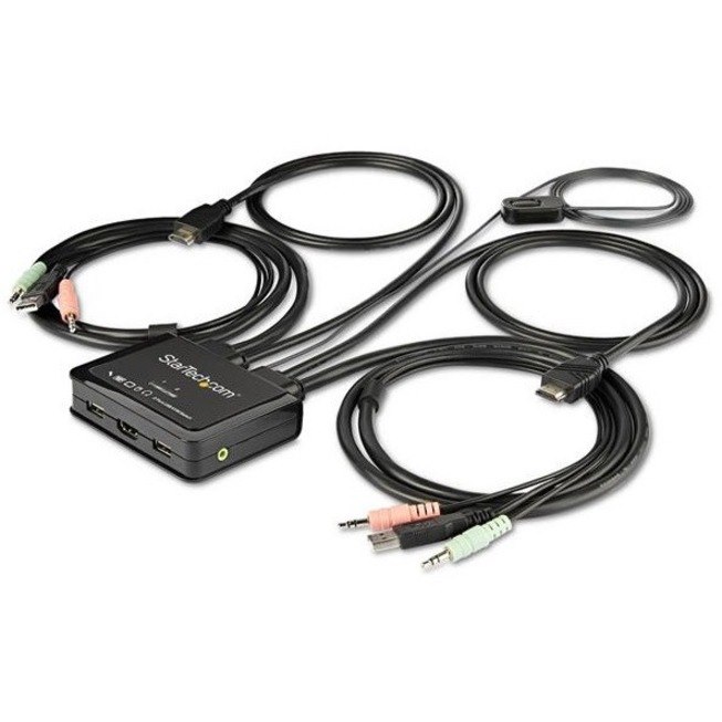 StarTech.com 2-Port HDMI KVM Switch with Built-In Cables - USB 4K 60Hz