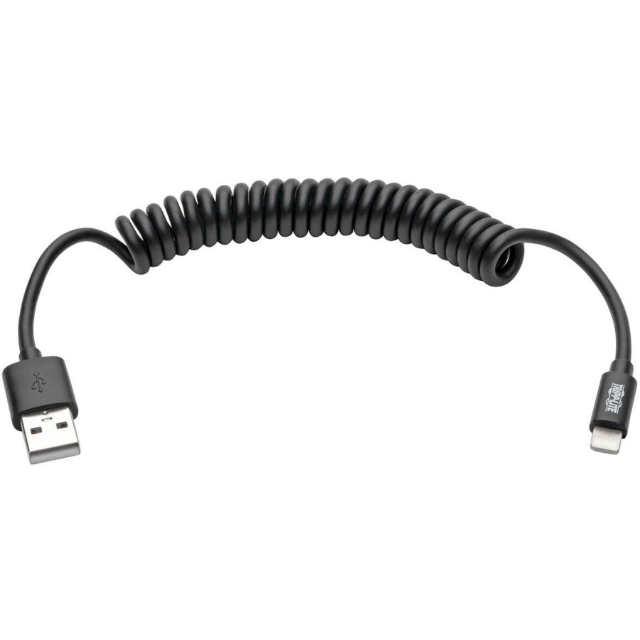 Eaton Tripp Lite Series USB-A to Lightning Sync/Charge Coiled Cable (M/M) - MFi Certified, Black, 4 ft. (1.2 m)