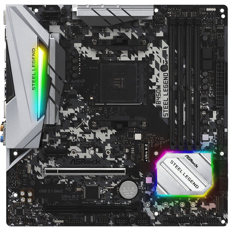 ASRock Prime B450M Steel Legend Desktop Motherboard - AMD B450 Chipset - Socket AM4 - Micro ATX