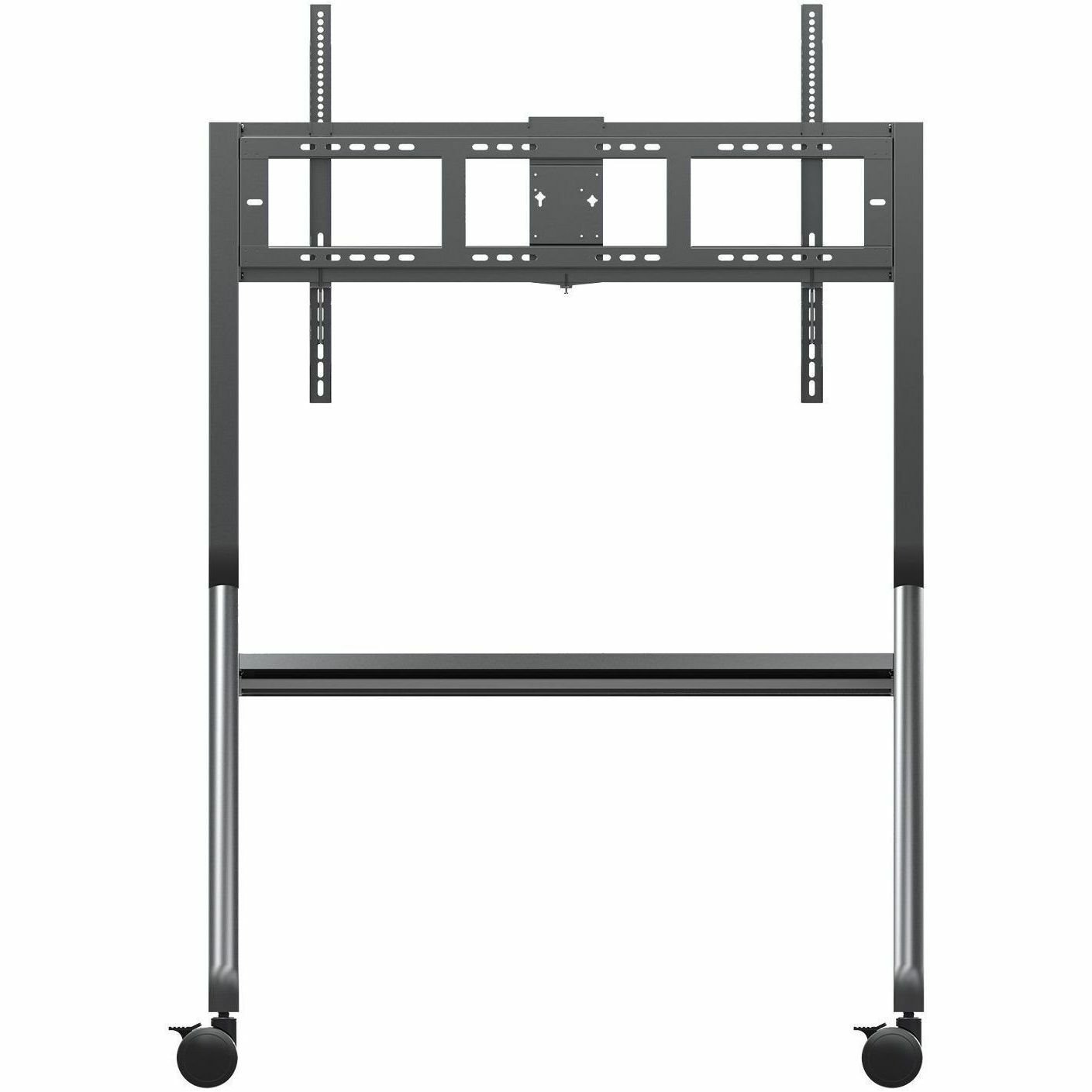 ViewSonic VB-STND-009 Slim Mobile TV Cart for 55 to 86 inch screens up to 265 lbs, VESA Pattern Compatible for 400x200 to 900x600mm, Storage Tray, and Lockable Wheels