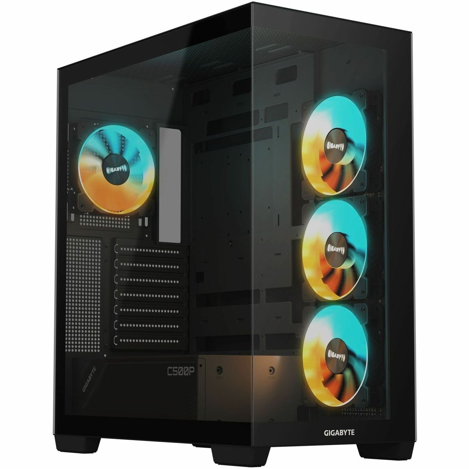 GIGABYTE C500 PANORAMIC STEALTH Gaming Computer Case - Mini ITX, Micro ATX, ATX Motherboard Supported - Mid-tower - Steel, Plastic, Glass, Tempered Glass - Black