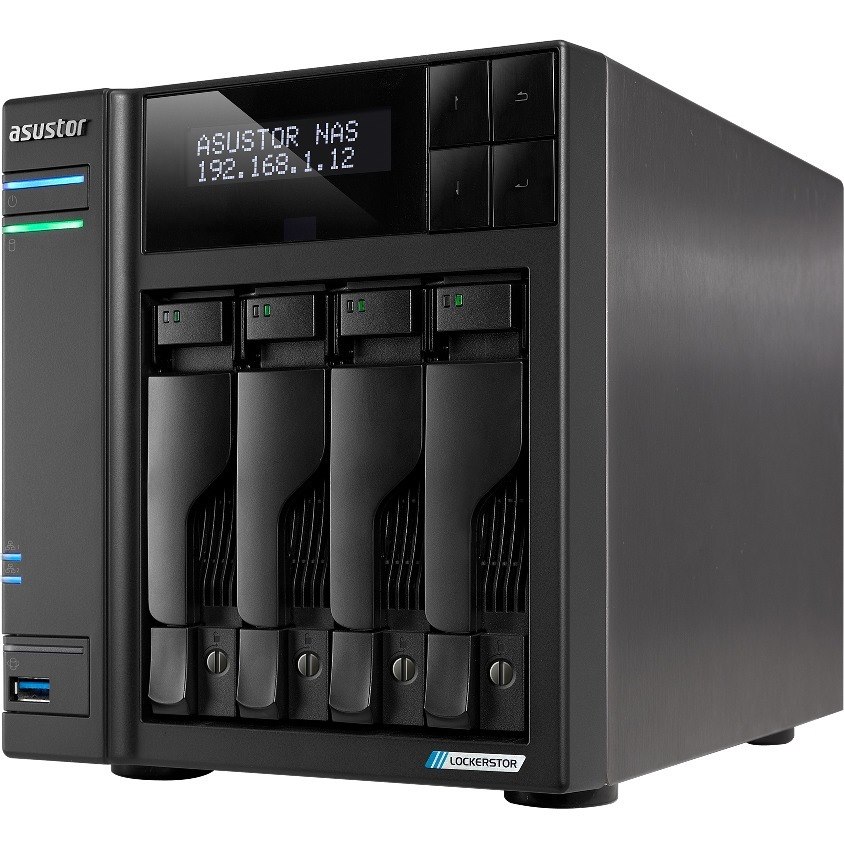 Asustor Lockerstor 4 Gen2 - AS6704T | 4-Bay NAS, Quad-Core 2.0GHz Processor, 4 M.2 NVMe Slots (PCIe 3.0), Dual 2.5GbE, Expandable to 10GbE, 4GB DDR4 RAM, (No Drive)