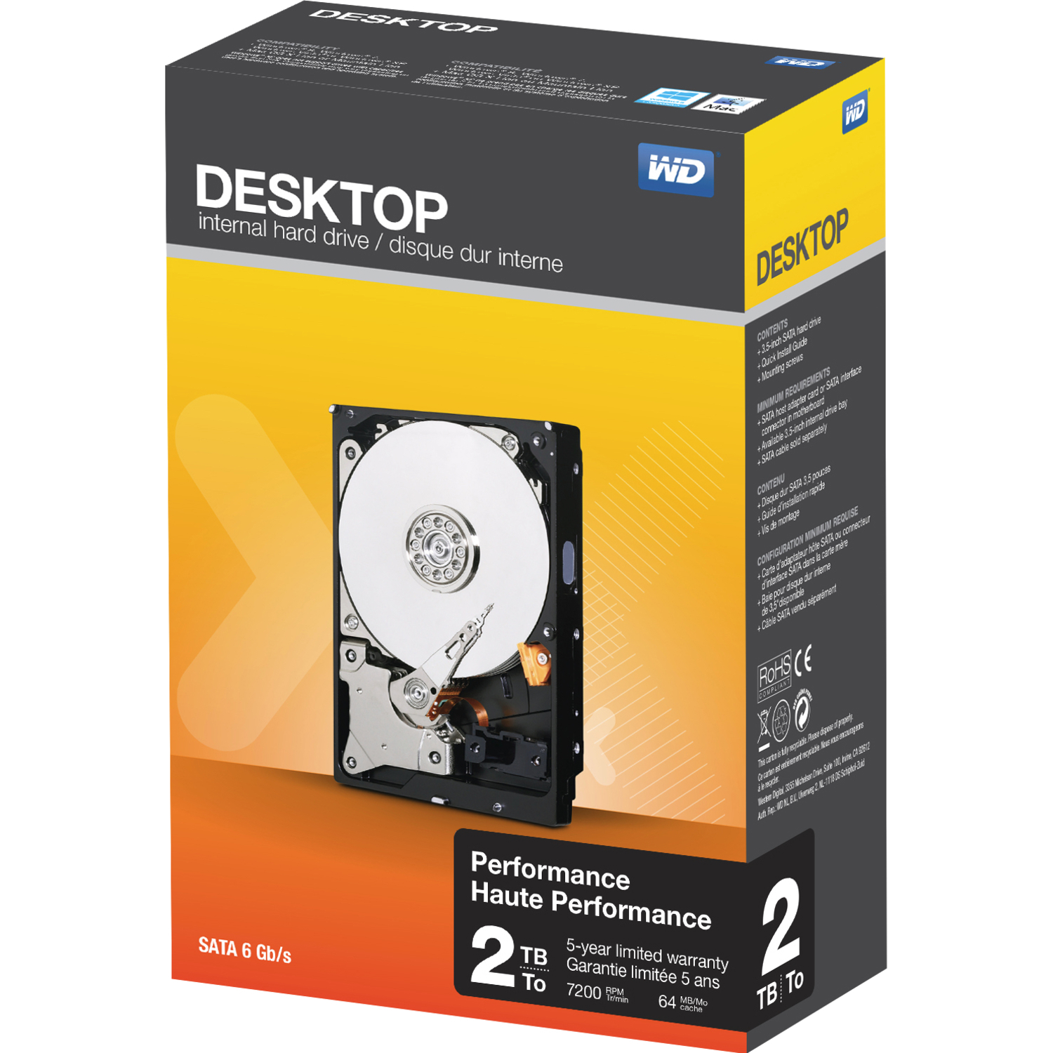 WD WDBSLA0020HNC 2 TB Hard Drive - 3.5" Internal - SATA (SATA/600)