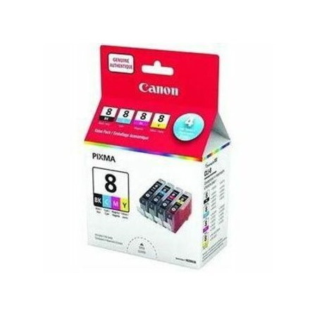 Canon CLI-8 Inkjet Ink Cartridge - Value Pack - Black, Yellow, Cyan, Magenta - 4 Pack
