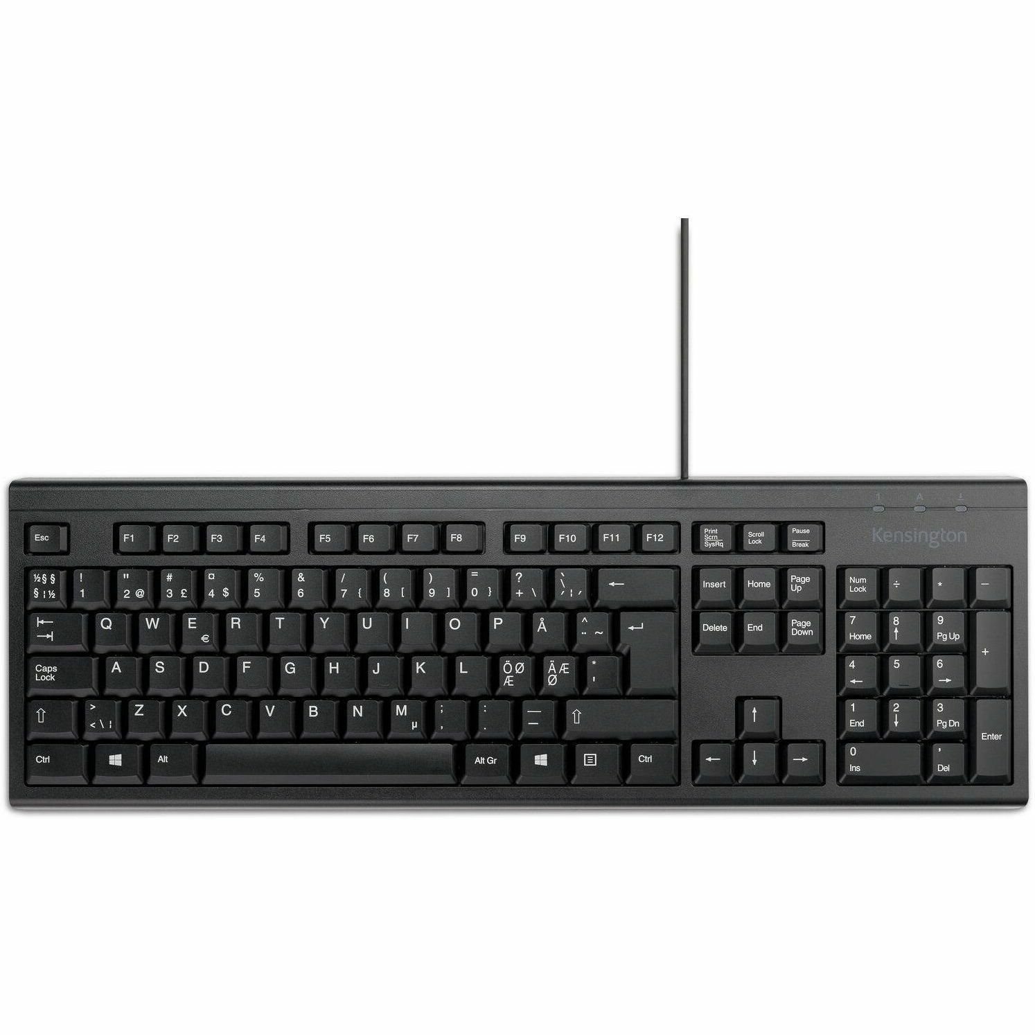 Kensington KB100 Toetsenbord - Full-size - Kabel Verbinding - USB type A Interface - Zwart