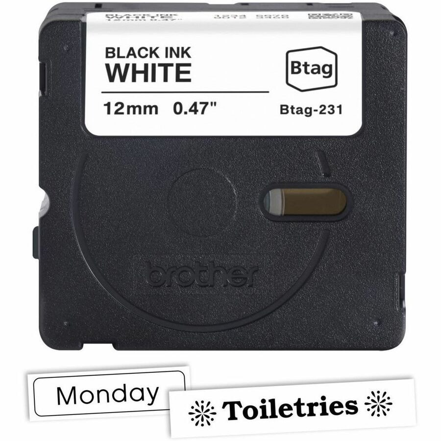 Brother P-touch BTAG-231 Black on White Label Tape