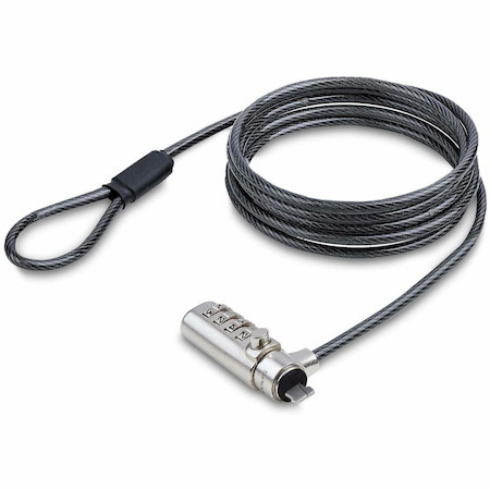 StarTech.com Slim Lock Nano Slot Compatible, 6.6ft (2m) Combination Locking Cable, Desk Anti-Theft Security For Laptop/Notebook Computer