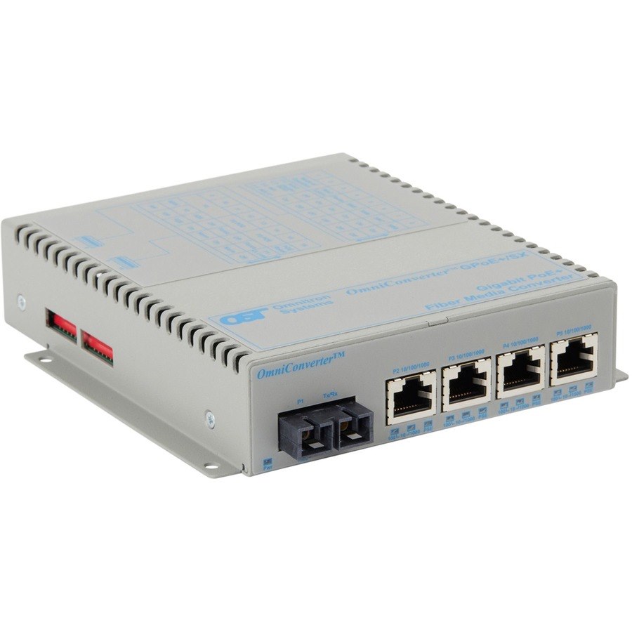 Omnitron Systems OmniConverter Unmanaged Gigabit PoE+, MM SC, RJ-45, Ethernet Fiber Switch