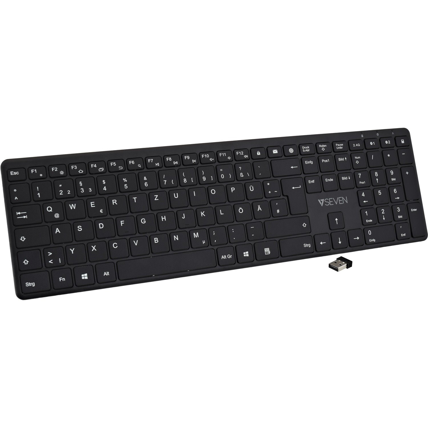 V7 KW550DEBT Tastatur - Kabellos Konnektivität - USB Schnittstelle - Deutsch - QWERTZ Layout - Schwarz