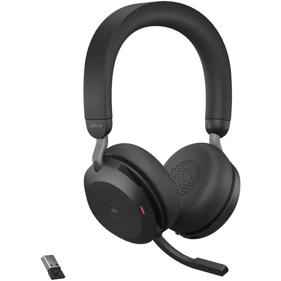 Jabra Evolve2 75 Wireless On-ear Stereo Headset - USB-A - For MS Teams - Black - Binaural - Ear-cup - 3000 cm - Bluetooth - 20 Hz to 20 kHz - MEMS Technology Microphone - Noise Cancelling