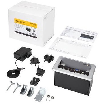 StarTech.com Conference Table Connectivity Box for A/V - USB Charging - LAN - HDMI / VGA / DisplayPort Inputs - HDMI Output - 4K