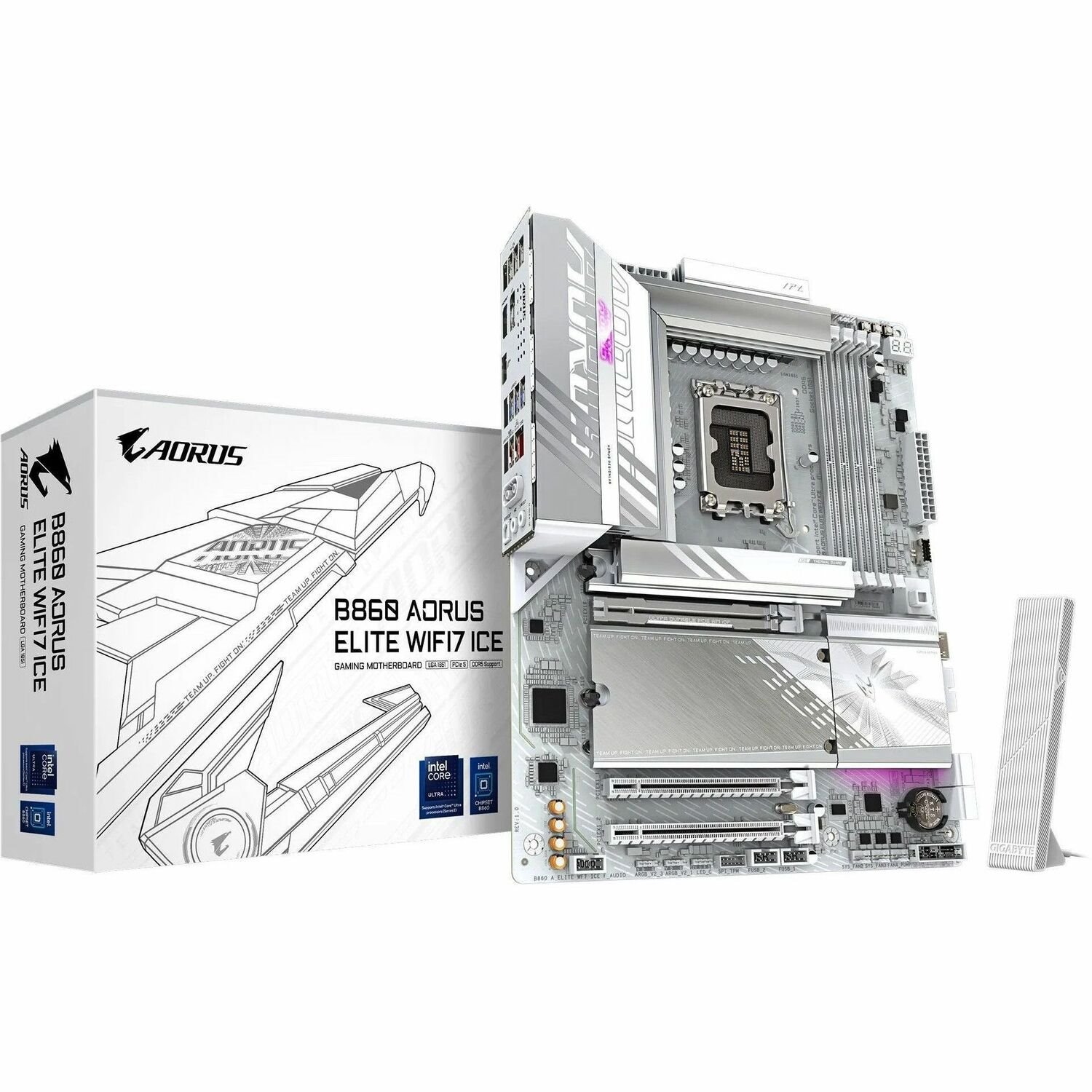 GIGABYTE Ultra Durable B860 A ELITE WF7 ICE Gaming Desktop Motherboard - Intel B860 Chipset - Socket LGA-1851 - ATX