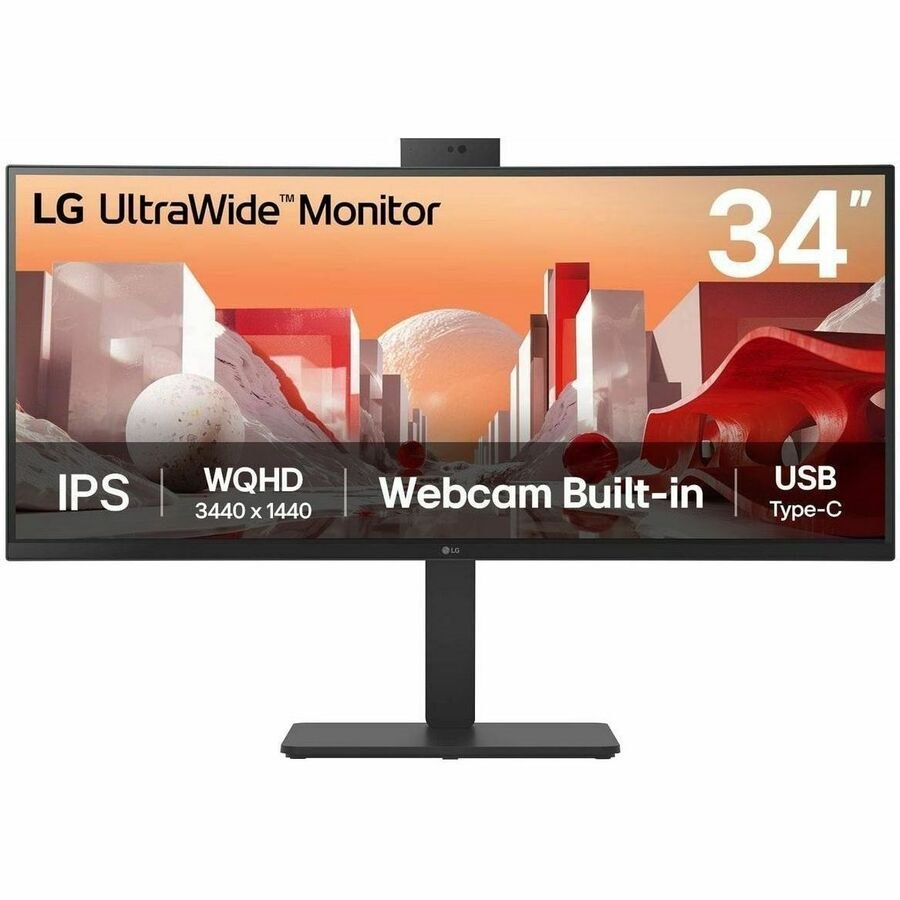 LG Ultrawide 34BA85QE-B 34" Class Webcam UWQHD Curved Screen LED Monitor - 21:9