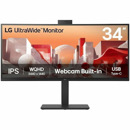 LG Ultrawide 34BA85QE-B 34" Class Webcam UWQHD Curved Screen LED Monitor - 21:9