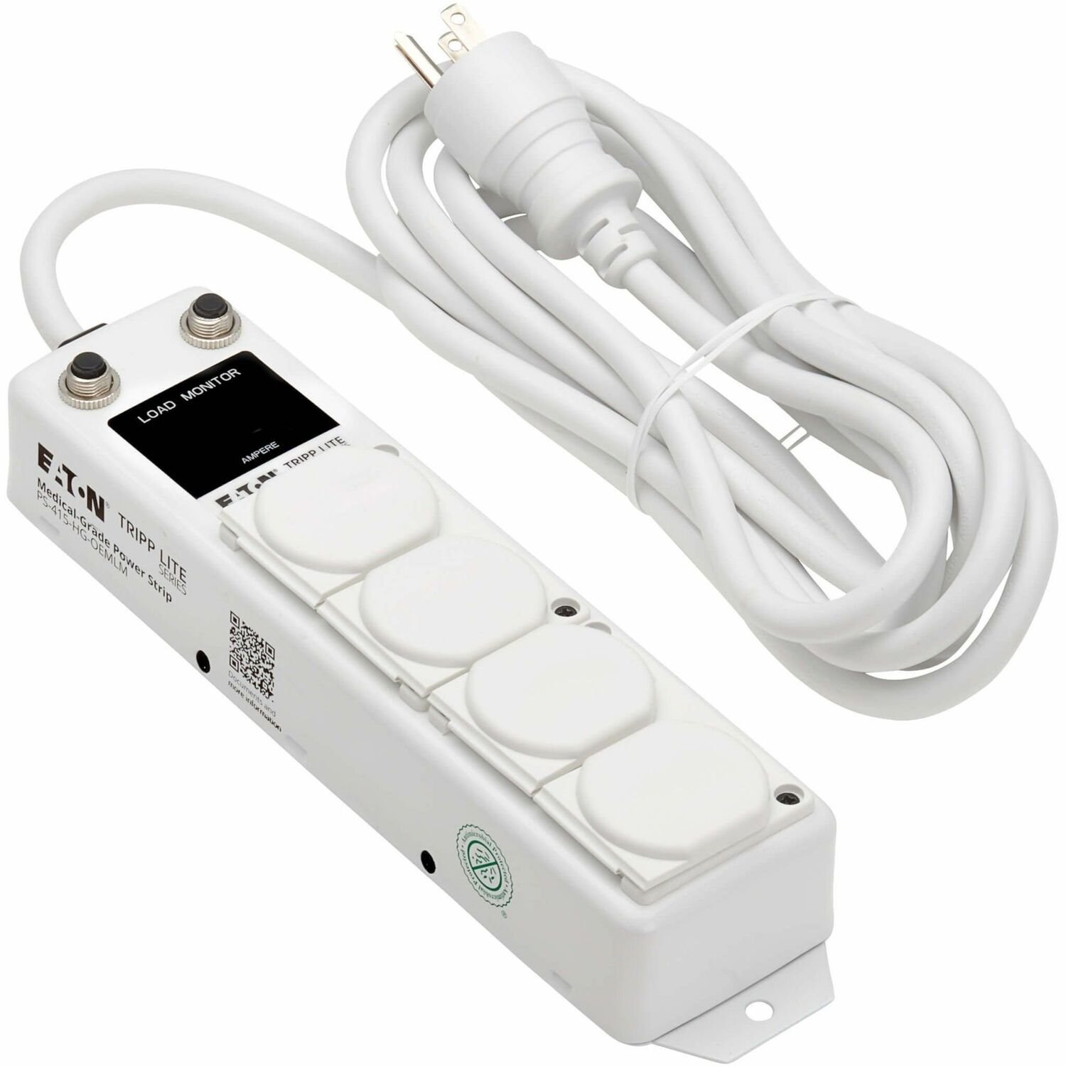 Eaton Tripp Lite Series Safe-IT UL 1363A Medical-Grade Power Strip for Patient Care Vicinities, 4 Hospital-Grade Outlets, Load Monitor, Safety Covers, Antimicrobial, 2 ft. (0.6 m) Cord