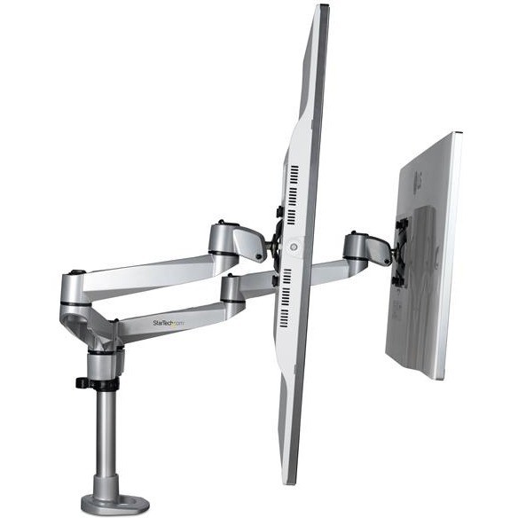 STARTECH.COM DUAL MONITOR DESK MOUNT <30", <8KG, FULL MOTION, VESA, H/ADJ, SILVER, 10YR