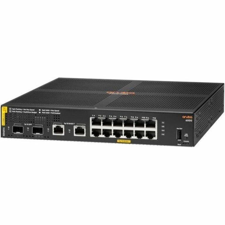 HPE Aruba Networking CX 6000 12G Class4 PoE 2G/2SFP 139W Switch