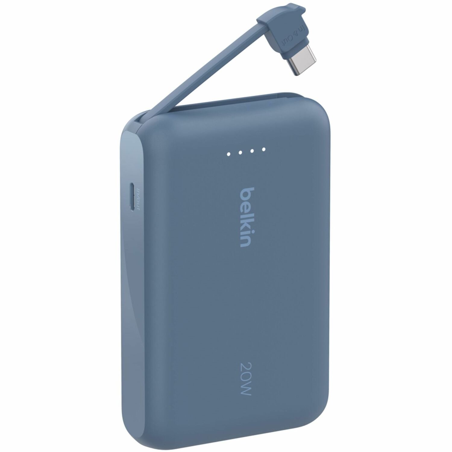 Belkin 20W Power Bank w/ Integrated USB-C Cable - 10K mAh - 1xUSB-C port, 1xUSB-C cable - Portable Charger - Blue