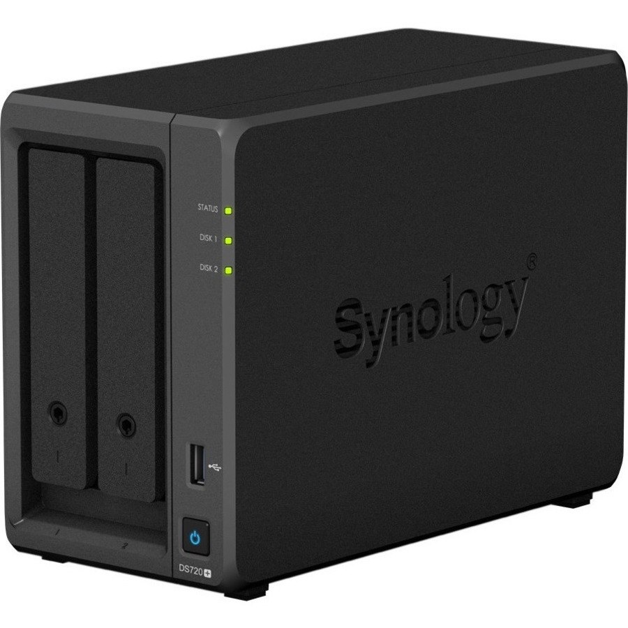 Synology DiskStation DS720+ 2 x Total Bays SAN/NAS Storage System - 32 TB HDD - Intel Celeron J4125 Quad-core (4 Core) 2 GHz - 2 GB RAM - DDR4 SDRAM Desktop